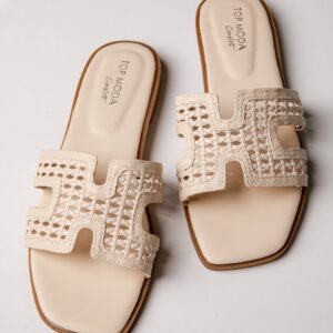 Coastal Ease Ivory Comfort Slide Sandals