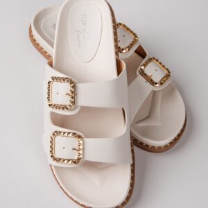 By The Bay White Double Strap Sandals